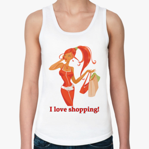 Женская майка I love shopping!