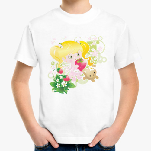 Детская футболка с принтом Клубничка