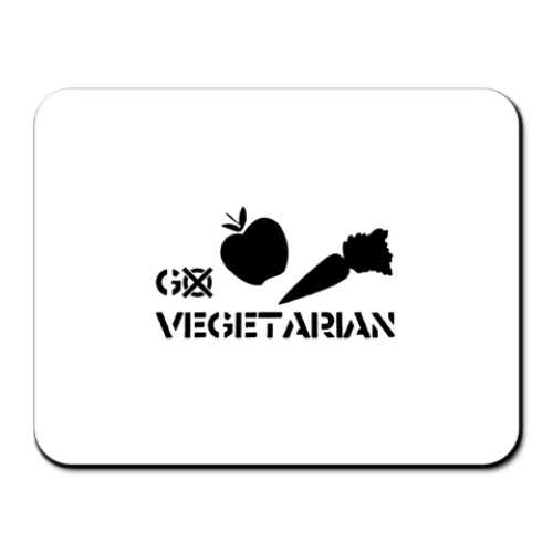 Коврик для мыши с принтом go vegetarian