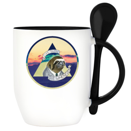 Кружка с ложкой с принтом SWAG