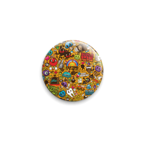 Значок 25мм с принтом smily