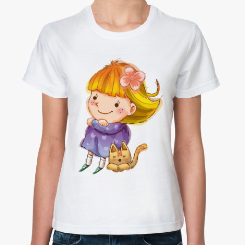 Классическая футболка с принтом  Котенок