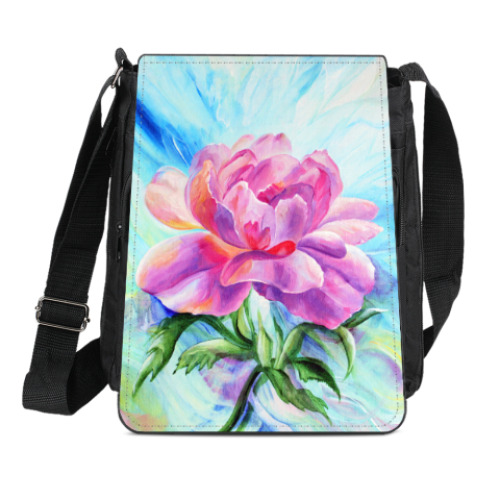 Сумка-планшет с принтом радужный пион