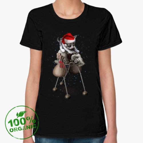 Женская футболка из органик-хлопка Happy New Year steampunk cat