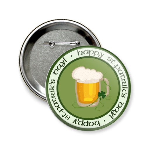 Значок 58мм с принтом Ирландское пиво