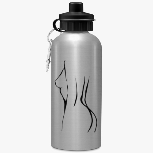 Бутылка с карабином (500 мл) с принтом силуэт девушки