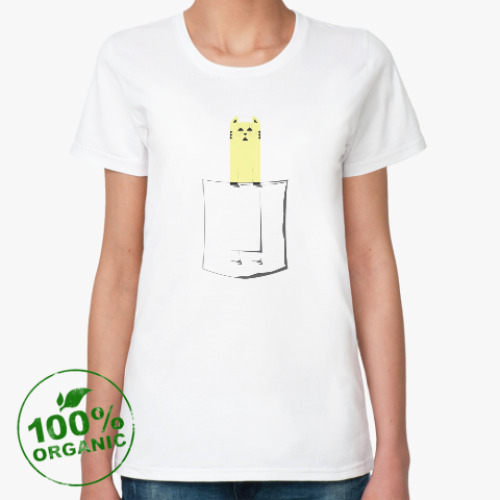 Женская футболка из органик-хлопка Кот из кармана