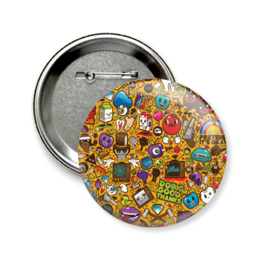 Значок 58мм с принтом smily