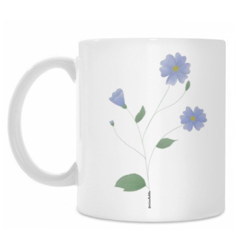 Кружка с принтом Голубой цветок