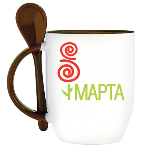 Кружка с ложкой с принтом 8 марта