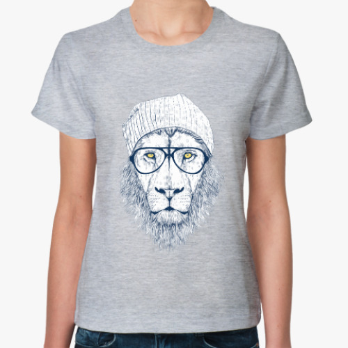 Женская футболка Крутой лев хипстер