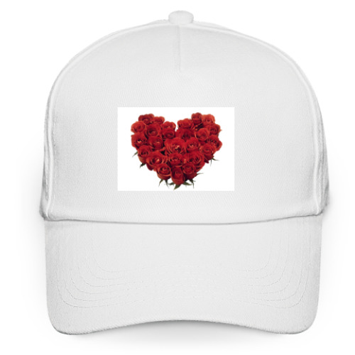 Кепка бейсболка с принтом Сердце из бутонов роз