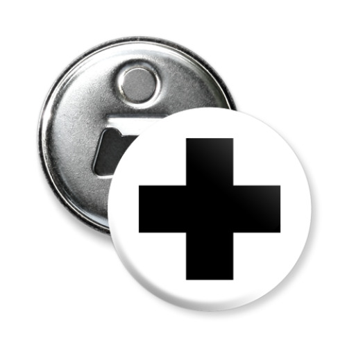 Магнит-открывашка с принтом  «Черный Крест»