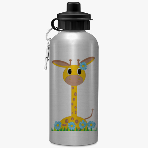Бутылка с карабином (500 мл) с принтом Жираф