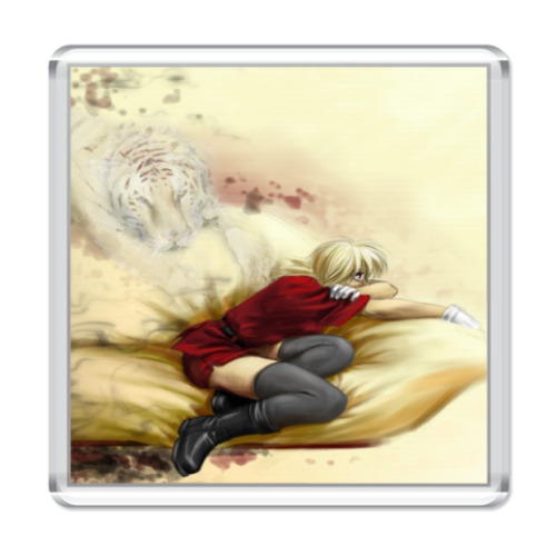 Магнит с принтом  Вика и тигр