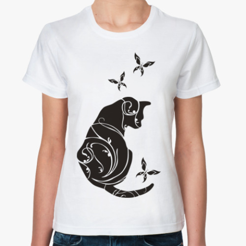 Классическая футболка с принтом Кот