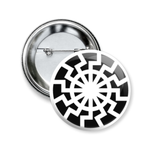 Значок 50мм с принтом Чёрное Солнце