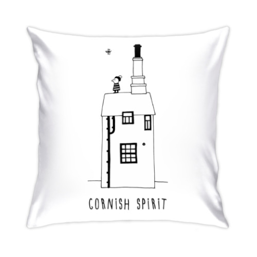Подушка с принтом Корнуольский домик