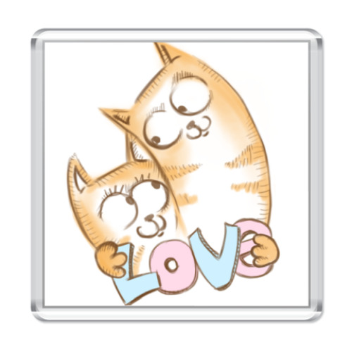 Магнит с принтом Кошачья love