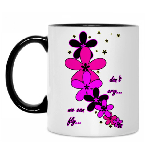 Кружка с принтом 'Can Fly' - black