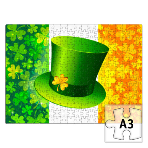 Пазл Зеленая шляпа+ирландский флаг
