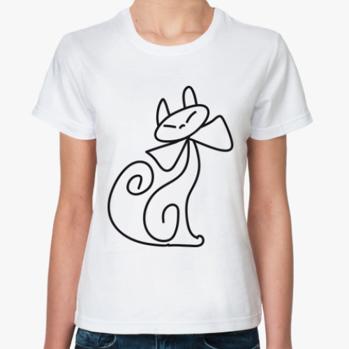 Классическая футболка с принтом Кошка