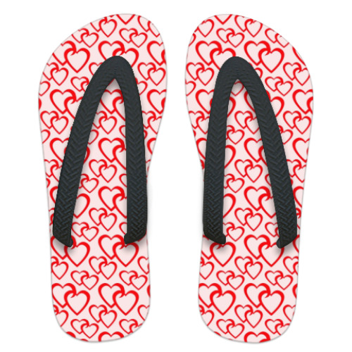Шлепанцы (сланцы) с принтом Влюбленные сердца