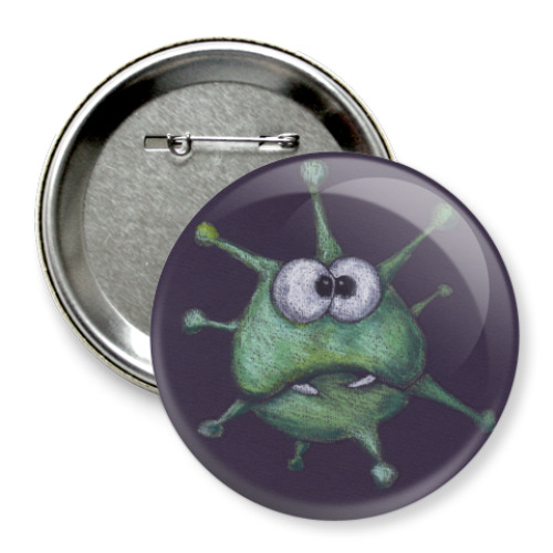 Значок 75мм с принтом Смешной вирус