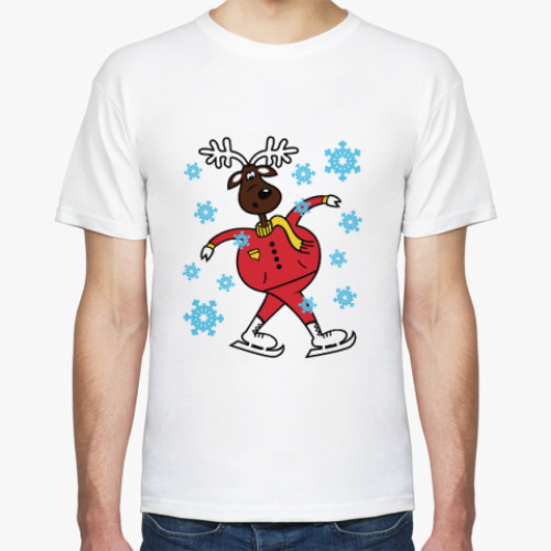 Футболка с принтом Олень на коньках