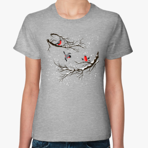 Женская футболка с принтом Снегири