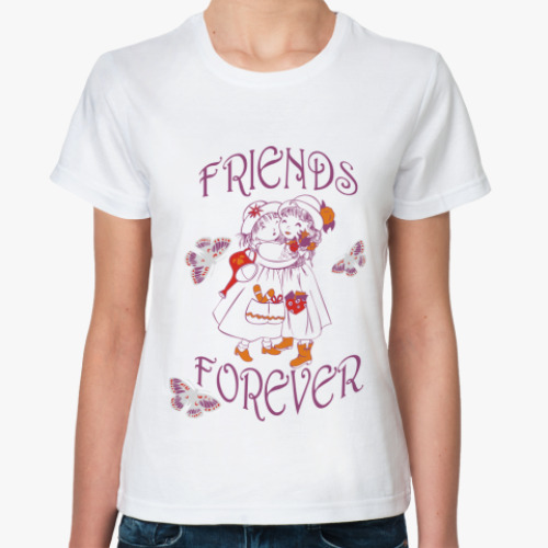 Классическая футболка с принтом Friends forever