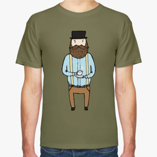 Футболка с принтом Джентльмен с чашечкой чая