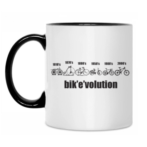 Кружка с принтом Эволюция велосипеда