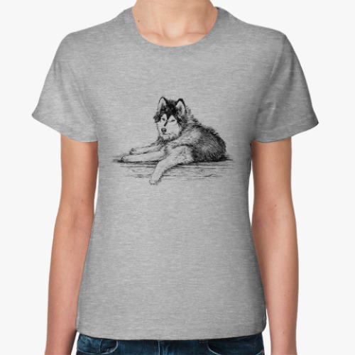 Женская футболка С собакой породы сибирский хаски