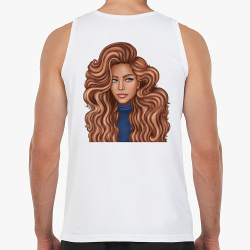 Майка с принтом Парень и девушка с длинными волосами