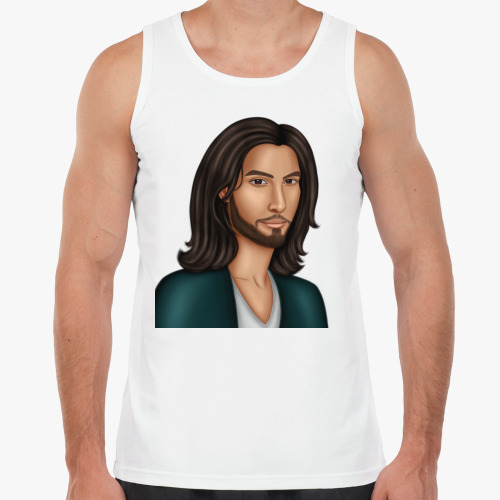 Майка с принтом Парень и девушка с длинными волосами