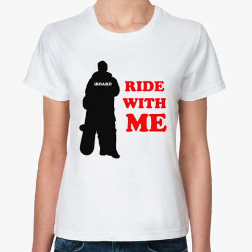 Классическая футболка с принтом  snowboard