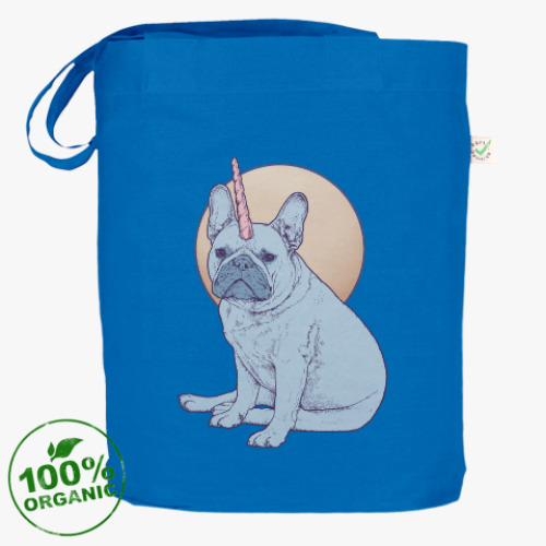 Сумка шоппер с принтом Мопс единорог