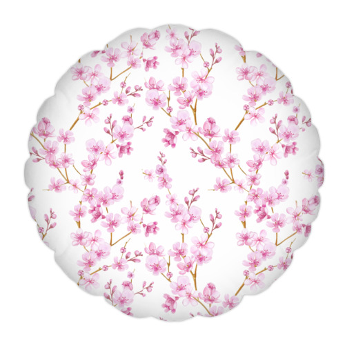 Подушка с принтом Весенняя сакура цветущая вишня маленькие цветы