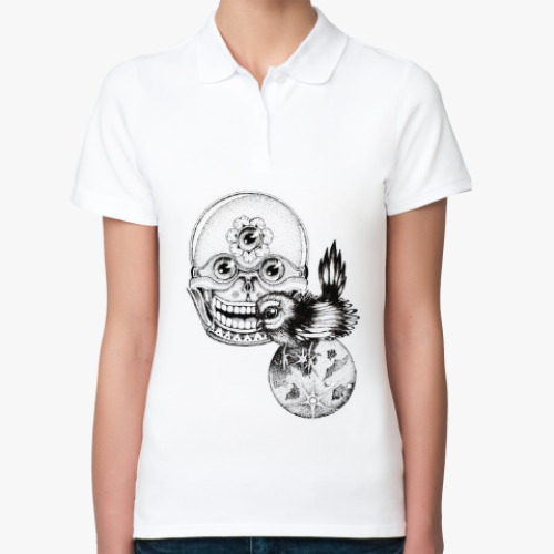 Женская рубашка поло (печать) Skull&Bird