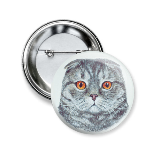 Значок 50мм с принтом Шотландский вислоухий котик