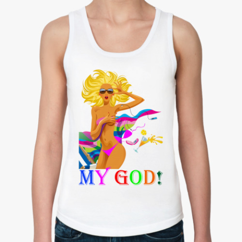 Женская майка с принтом 'My God!'