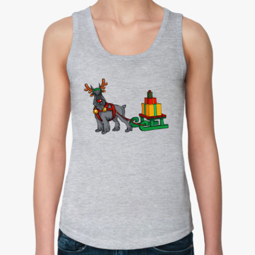 Женская майка с принтом Новогодний Шнауцер