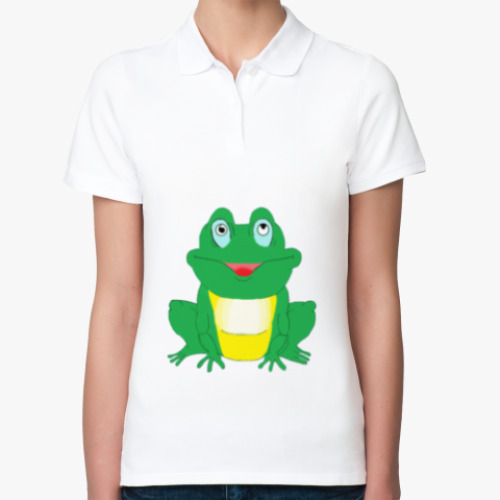 Женская рубашка поло (печать) с принтом Лягушка