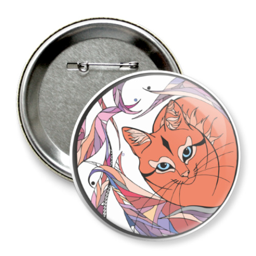 Значок 75мм с принтом 'Fantasy cat'