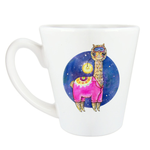 Чашка Латте с принтом Альпака в пижаме