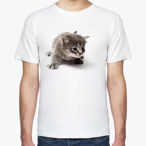 Футболка с принтом Любопытный котенок