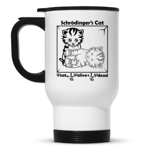 Кружка-термос с принтом Кот Шрёдингера
