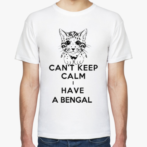 Футболка с принтом Can't keep calm i have a bengal