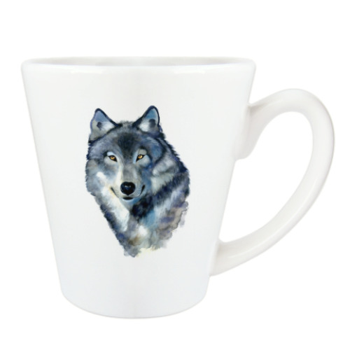 Чашка Латте с принтом Волк